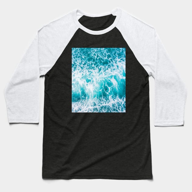 Blue Ocean Waves Baseball T-Shirt by Emma-shopping
